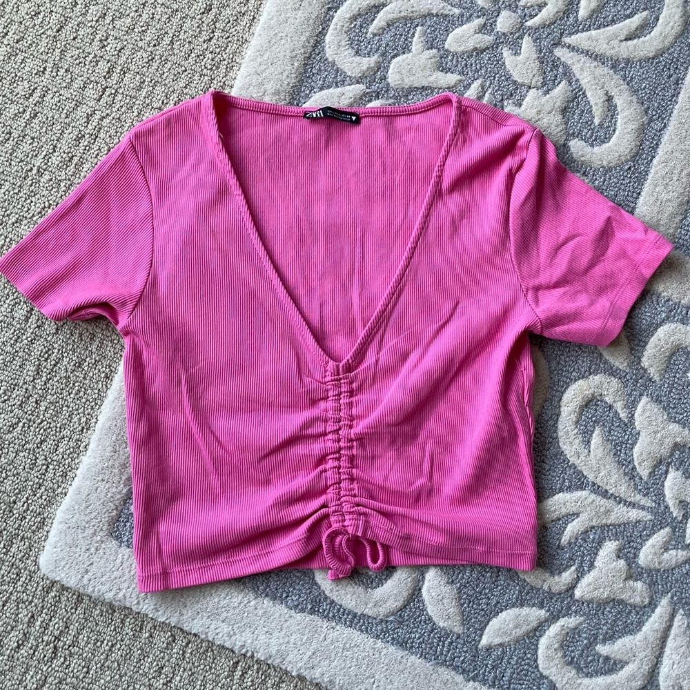 Zara bright pink short sleeve top